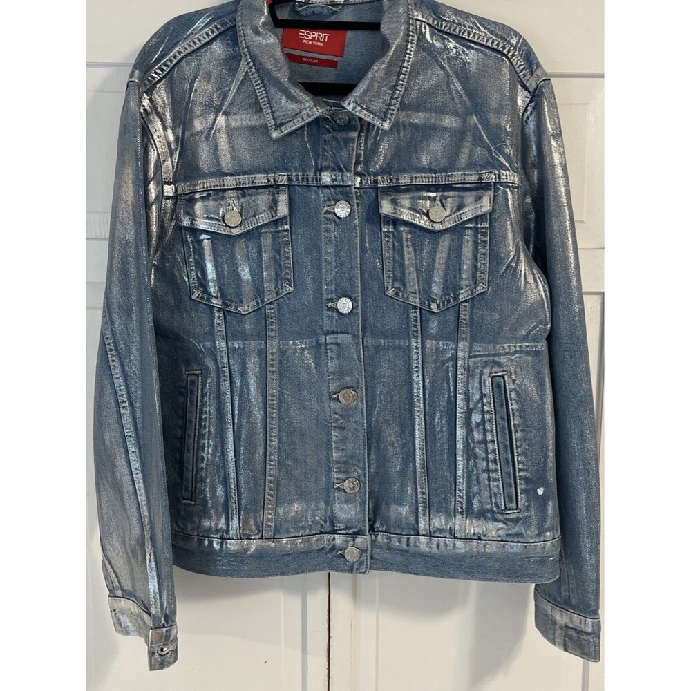 Espirit Metallic Denim Jacket NWT Size Large